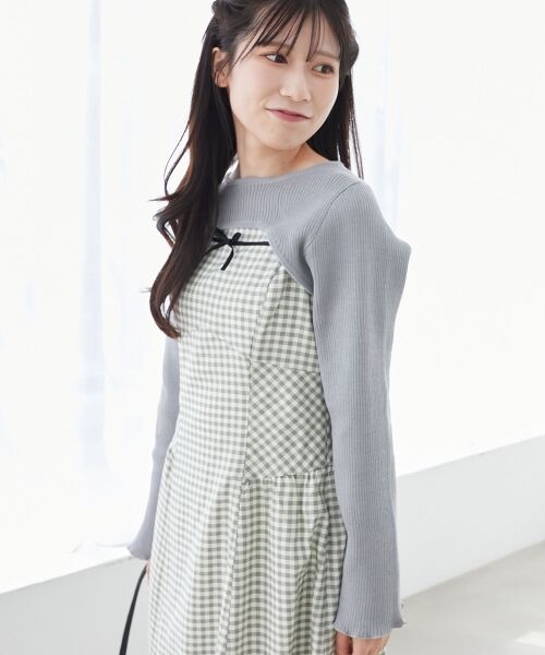 MAJESTIC LEGON / マジェスティックレゴン ミニ丈・ひざ丈ワンピース | リブニット×デコルテオープンワンピ | 詳細27