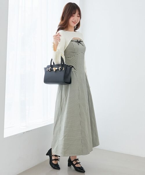 MAJESTIC LEGON / マジェスティックレゴン ミニ丈・ひざ丈ワンピース | リブニット×デコルテオープンワンピ | 詳細6