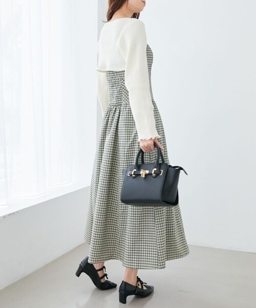 MAJESTIC LEGON / マジェスティックレゴン ミニ丈・ひざ丈ワンピース | リブニット×デコルテオープンワンピ | 詳細7