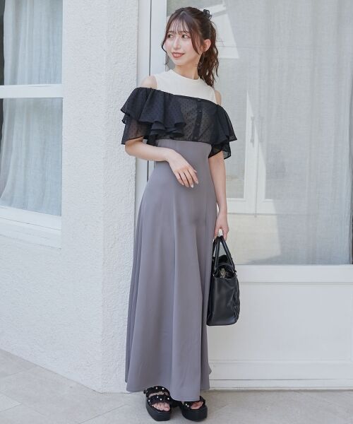 MAJESTIC LEGON / マジェスティックレゴン ロング・マキシ丈ワンピース | ウエストきゅっとフリルフレアワンピ | 詳細10