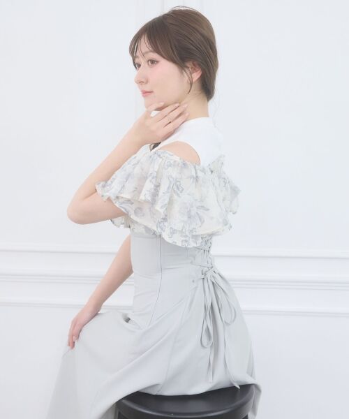 MAJESTIC LEGON / マジェスティックレゴン ロング・マキシ丈ワンピース | ウエストきゅっとフリルフレアワンピ | 詳細8