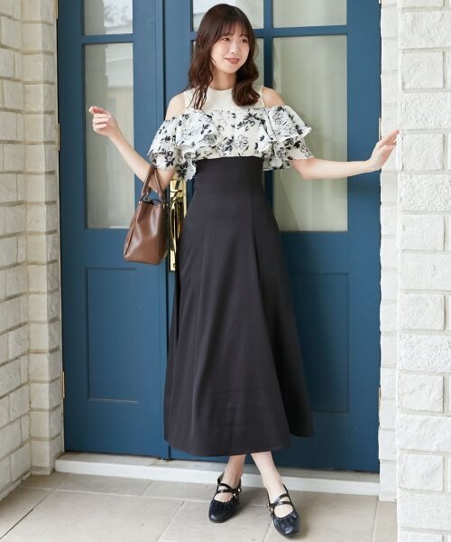 MAJESTIC LEGON / マジェスティックレゴン ロング・マキシ丈ワンピース | ウエストきゅっとフリルフレアワンピ | 詳細16