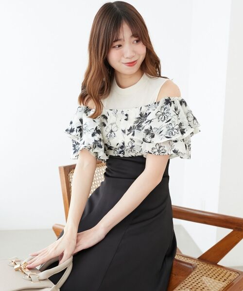 MAJESTIC LEGON / マジェスティックレゴン ロング・マキシ丈ワンピース | ウエストきゅっとフリルフレアワンピ | 詳細24