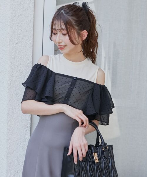 MAJESTIC LEGON / マジェスティックレゴン ロング・マキシ丈ワンピース | ウエストきゅっとフリルフレアワンピ | 詳細4