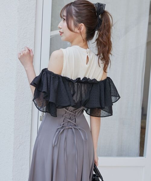 MAJESTIC LEGON / マジェスティックレゴン ロング・マキシ丈ワンピース | ウエストきゅっとフリルフレアワンピ | 詳細5