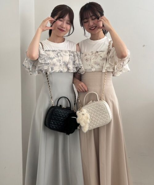 MAJESTIC LEGON / マジェスティックレゴン ロング・マキシ丈ワンピース | ウエストきゅっとフリルフレアワンピ | 詳細1