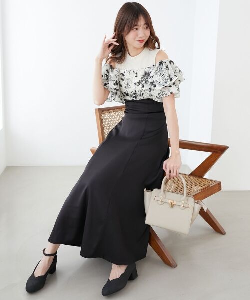 MAJESTIC LEGON / マジェスティックレゴン ロング・マキシ丈ワンピース | ウエストきゅっとフリルフレアワンピ | 詳細11