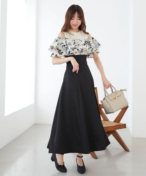 MAJESTIC LEGON / マジェスティックレゴン ロング・マキシ丈ワンピース | ウエストきゅっとフリルフレアワンピ | 詳細12