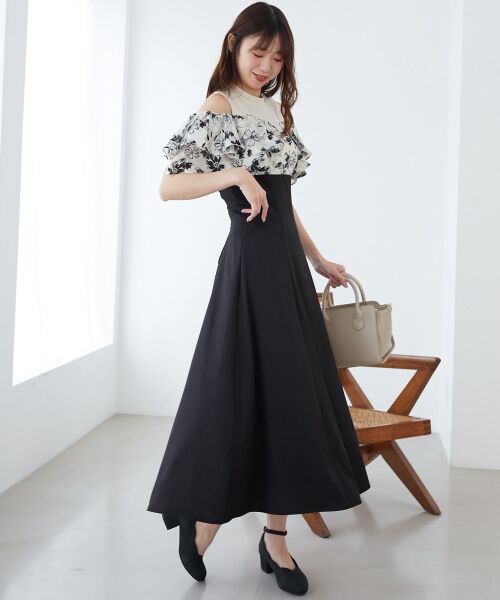 MAJESTIC LEGON / マジェスティックレゴン ロング・マキシ丈ワンピース | ウエストきゅっとフリルフレアワンピ | 詳細13