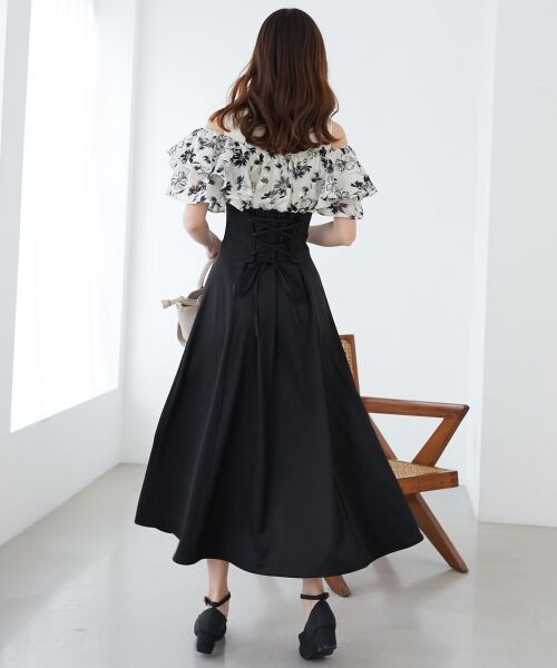 MAJESTIC LEGON / マジェスティックレゴン ロング・マキシ丈ワンピース | ウエストきゅっとフリルフレアワンピ | 詳細14