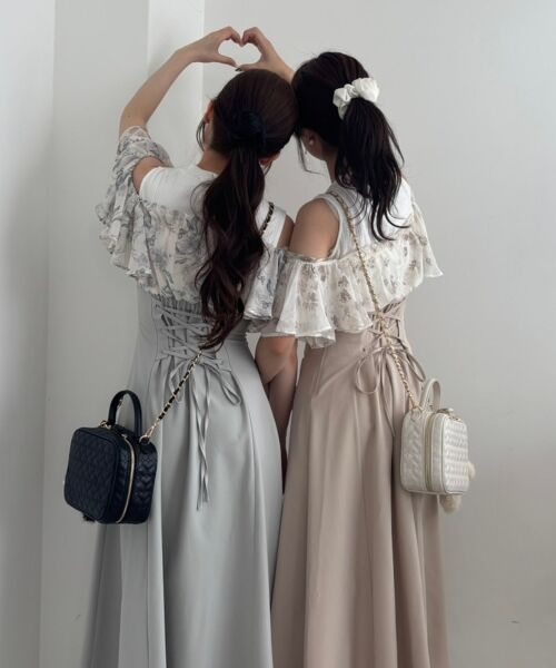 MAJESTIC LEGON / マジェスティックレゴン ロング・マキシ丈ワンピース | ウエストきゅっとフリルフレアワンピ | 詳細2