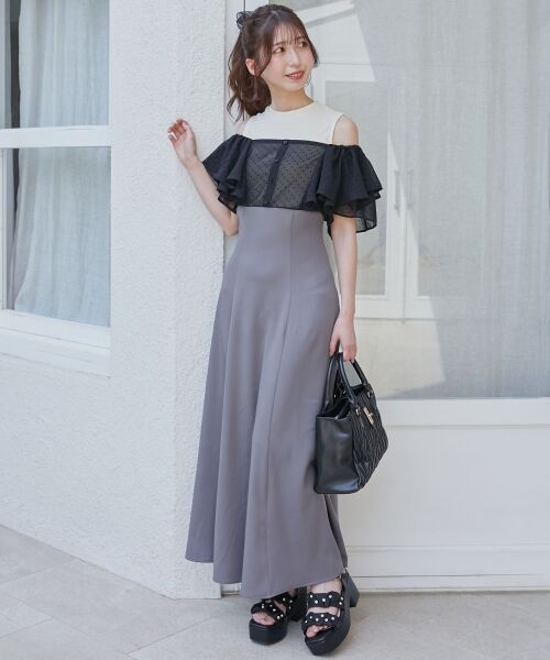 MAJESTIC LEGON / マジェスティックレゴン ロング・マキシ丈ワンピース | ウエストきゅっとフリルフレアワンピ | 詳細20