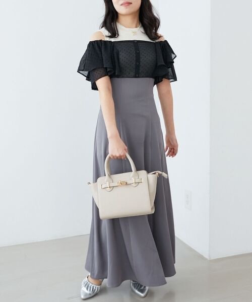 MAJESTIC LEGON / マジェスティックレゴン ロング・マキシ丈ワンピース | ウエストきゅっとフリルフレアワンピ | 詳細25