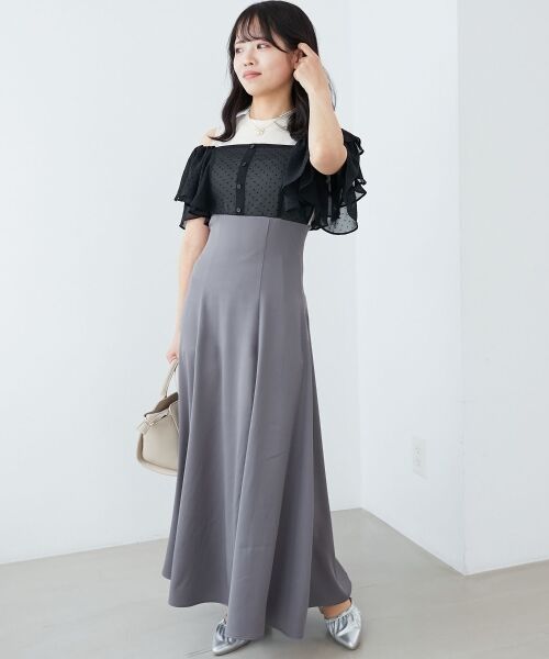 MAJESTIC LEGON / マジェスティックレゴン ロング・マキシ丈ワンピース | ウエストきゅっとフリルフレアワンピ | 詳細26