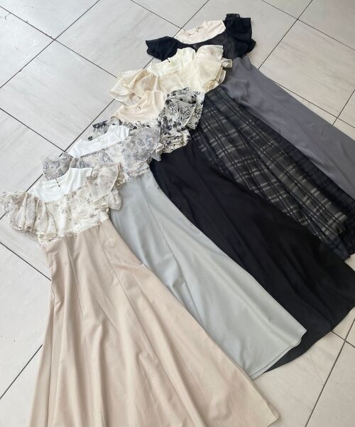 MAJESTIC LEGON / マジェスティックレゴン ロング・マキシ丈ワンピース | ウエストきゅっとフリルフレアワンピ | 詳細3