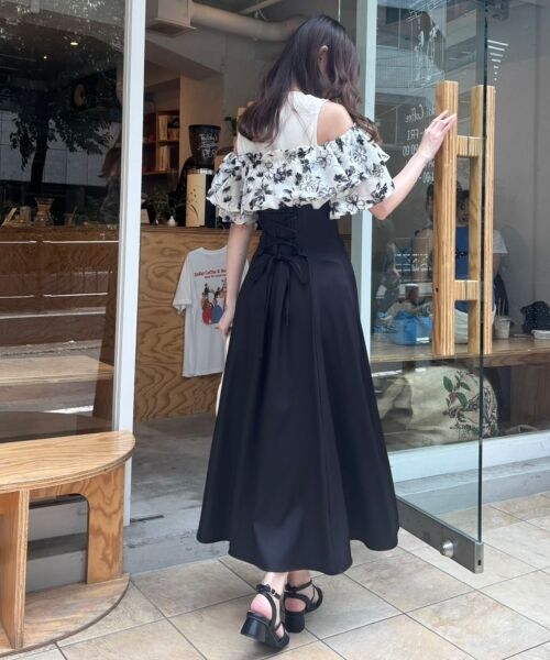 MAJESTIC LEGON / マジェスティックレゴン ロング・マキシ丈ワンピース | ウエストきゅっとフリルフレアワンピ | 詳細5