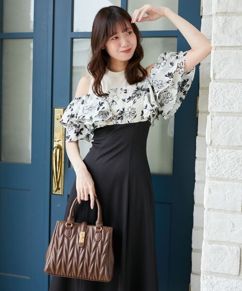 MAJESTIC LEGON / マジェスティックレゴン ロング・マキシ丈ワンピース | ウエストきゅっとフリルフレアワンピ | 詳細9