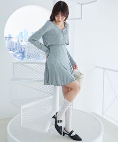 MAJESTIC LEGON / マジェスティックレゴン ミニ丈・ひざ丈ワンピース | カーデセット肩リボンキャミワンピ