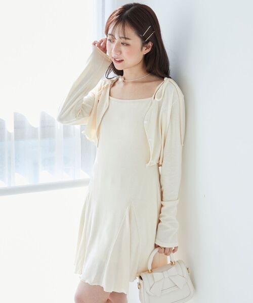 MAJESTIC LEGON/マジェスティックレゴン カーデセット肩リボンキャミワンピ アイボリー M MAJESTIC LEGON/マジェスティックレゴン カーデセット肩リボンキャミワンピ アイボリー M