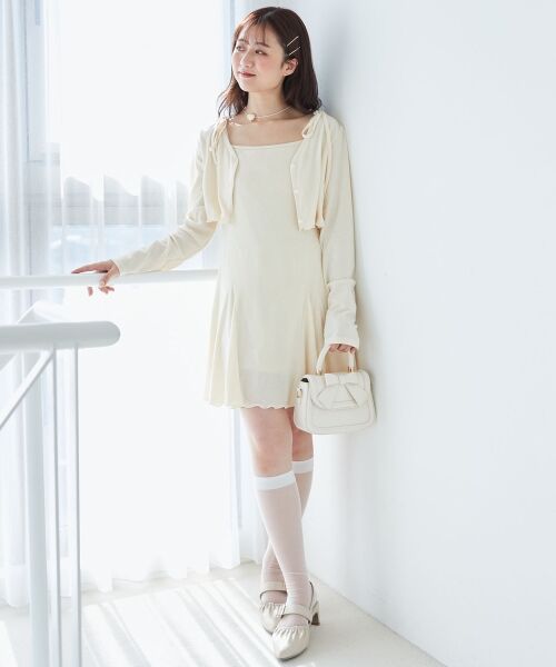 MAJESTIC LEGON / マジェスティックレゴン ミニ丈・ひざ丈ワンピース | カーデセット肩リボンキャミワンピ | 詳細1