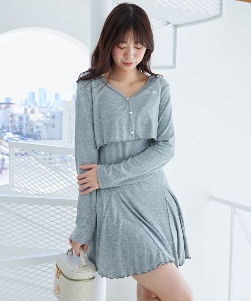 MAJESTIC LEGON / マジェスティックレゴン ミニ丈・ひざ丈ワンピース | カーデセット肩リボンキャミワンピ | 詳細12