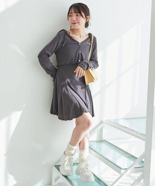 MAJESTIC LEGON / マジェスティックレゴン ミニ丈・ひざ丈ワンピース | カーデセット肩リボンキャミワンピ | 詳細16