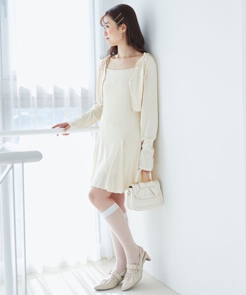 MAJESTIC LEGON / マジェスティックレゴン ミニ丈・ひざ丈ワンピース | カーデセット肩リボンキャミワンピ | 詳細2