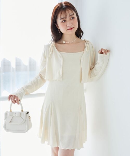 MAJESTIC LEGON / マジェスティックレゴン ミニ丈・ひざ丈ワンピース | カーデセット肩リボンキャミワンピ | 詳細4