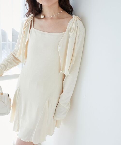 MAJESTIC LEGON / マジェスティックレゴン ミニ丈・ひざ丈ワンピース | カーデセット肩リボンキャミワンピ | 詳細8