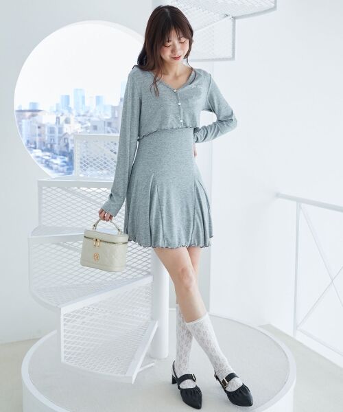 MAJESTIC LEGON / マジェスティックレゴン ミニ丈・ひざ丈ワンピース | カーデセット肩リボンキャミワンピ | 詳細9