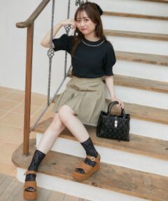 MAJESTIC LEGON / マジェスティックレゴン カットソー | ネックパールリブトップス