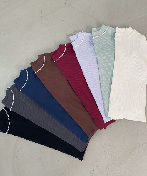 MAJESTIC LEGON / マジェスティックレゴン カットソー | ネックパールリブトップス | 詳細1