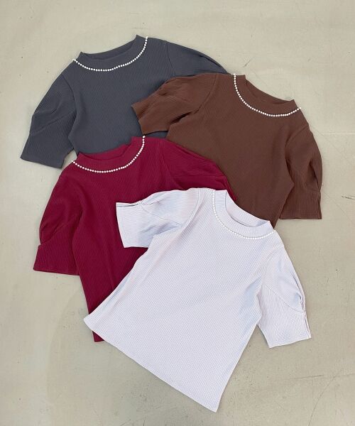 MAJESTIC LEGON / マジェスティックレゴン カットソー | ネックパールリブトップス | 詳細2