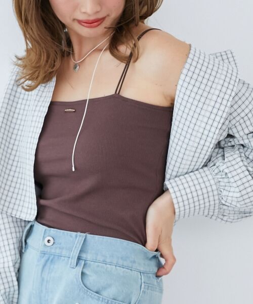 MAJESTIC LEGON/マジェスティックレゴン カップ付きキャミソール ブラウン M MAJESTIC LEGON/マジェスティックレゴン カップ付きキャミソール ブラウン M