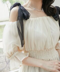 MAJESTIC LEGON / マジェスティックレゴン シャツ・ブラウス | ∞ショルダーリボン半袖チュニック