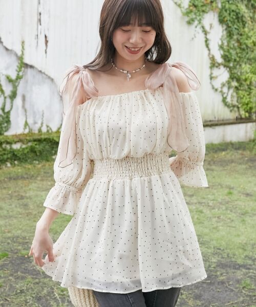 MAJESTIC LEGON / マジェスティックレゴン シャツ・ブラウス | ∞ショルダーリボン半袖チュニック | 詳細12