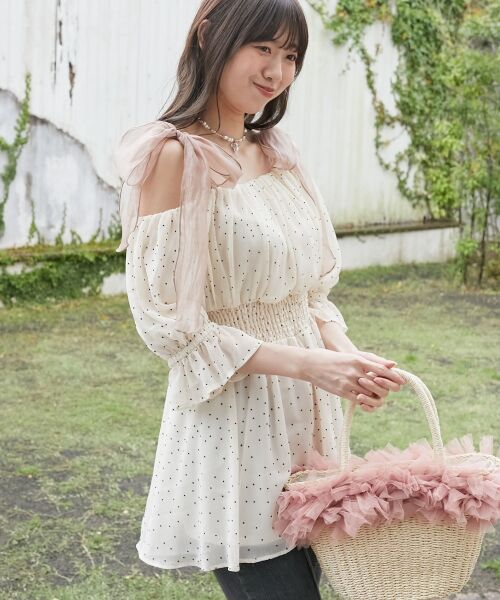 MAJESTIC LEGON / マジェスティックレゴン シャツ・ブラウス | ∞ショルダーリボン半袖チュニック | 詳細13