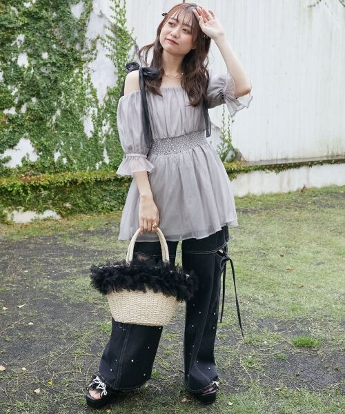 MAJESTIC LEGON / マジェスティックレゴン シャツ・ブラウス | ∞ショルダーリボン半袖チュニック | 詳細16