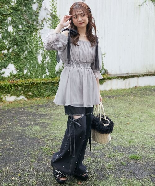 MAJESTIC LEGON / マジェスティックレゴン シャツ・ブラウス | ∞ショルダーリボン半袖チュニック | 詳細17