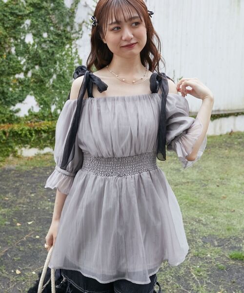 MAJESTIC LEGON / マジェスティックレゴン シャツ・ブラウス | ∞ショルダーリボン半袖チュニック | 詳細19