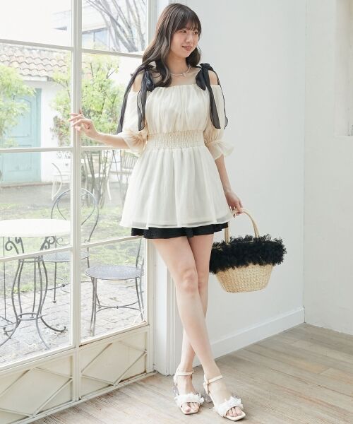 MAJESTIC LEGON / マジェスティックレゴン シャツ・ブラウス | ∞ショルダーリボン半袖チュニック | 詳細2