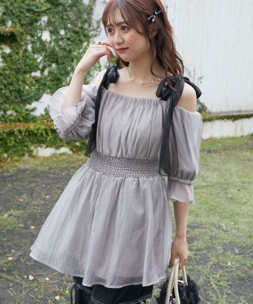 MAJESTIC LEGON / マジェスティックレゴン シャツ・ブラウス | ∞ショルダーリボン半袖チュニック | 詳細20