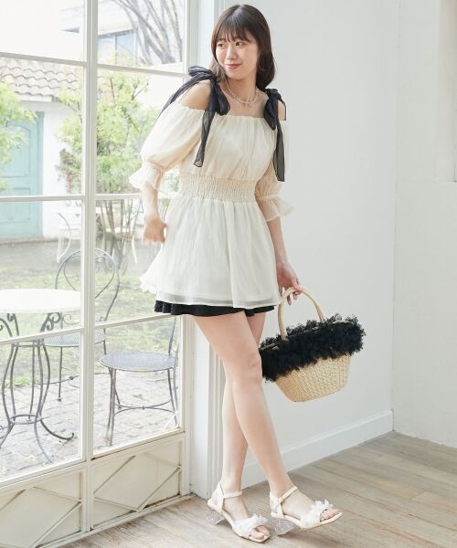 MAJESTIC LEGON / マジェスティックレゴン シャツ・ブラウス | ∞ショルダーリボン半袖チュニック | 詳細3