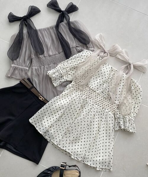 MAJESTIC LEGON / マジェスティックレゴン シャツ・ブラウス | ∞ショルダーリボン半袖チュニック | 詳細30