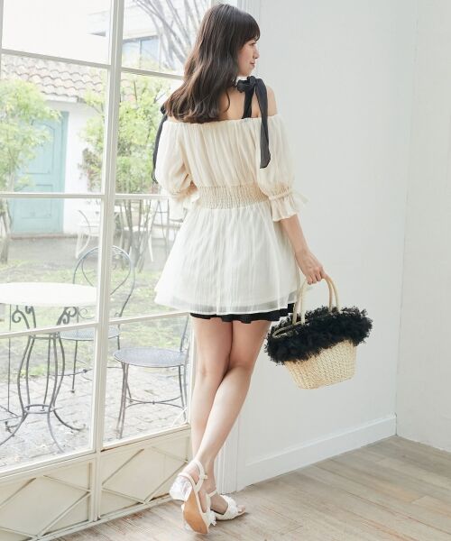 MAJESTIC LEGON / マジェスティックレゴン シャツ・ブラウス | ∞ショルダーリボン半袖チュニック | 詳細4