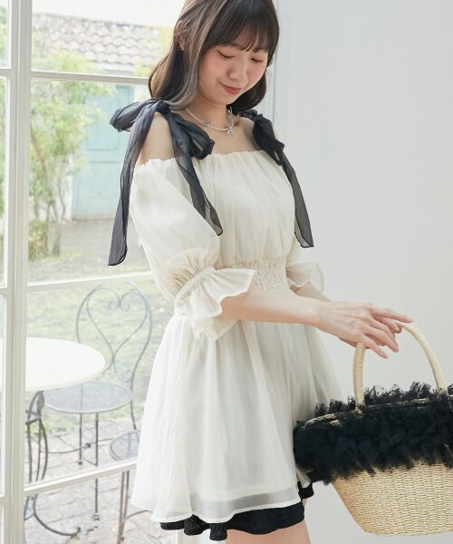 MAJESTIC LEGON / マジェスティックレゴン シャツ・ブラウス | ∞ショルダーリボン半袖チュニック | 詳細6