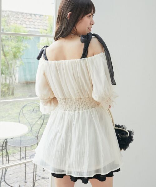 MAJESTIC LEGON / マジェスティックレゴン シャツ・ブラウス | ∞ショルダーリボン半袖チュニック | 詳細7