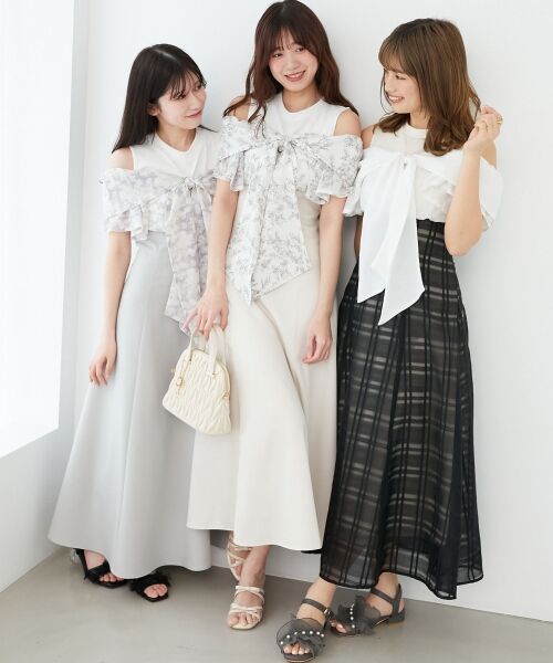 MAJESTIC LEGON / マジェスティックレゴン ロング・マキシ丈ワンピース | ウエストきゅっとリボンワンピース | 詳細3