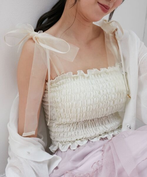 MAJESTIC LEGON / マジェスティックレゴン キャミソール・チューブトップ | カップ付ダブルリボンキャミソール | 詳細3