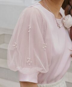 MAJESTIC LEGON / マジェスティックレゴン カットソー | パールチュールスリーブトップス